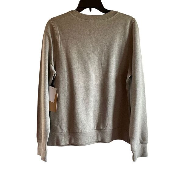 Halogen Sweatshirt Crew Neck Heather Grey Rose Gold Glitter Graphic Large - Picture 9 of 10